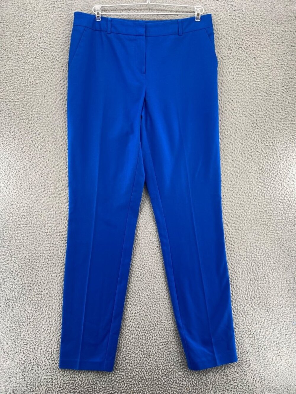 Long Tall Sally Pants Womens 10 Blue Stretch Woven Trousers Pockets Tapered Leg